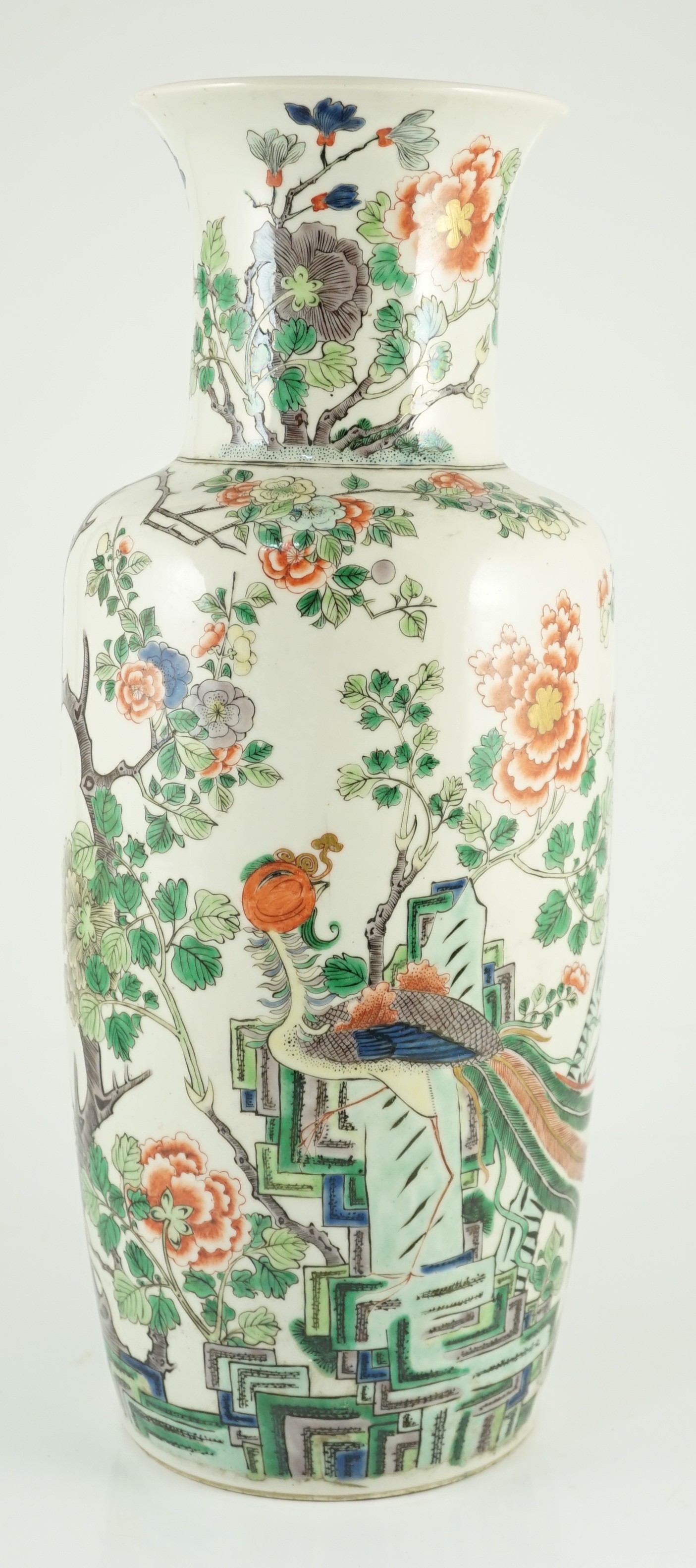 A Chinese famille verte vase baluster vase, late 19th century, 36cm high